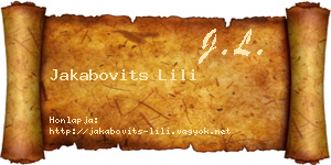 Jakabovits Lili névjegykártya